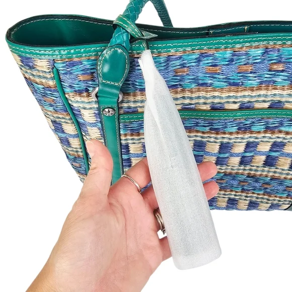 Patricia Nash Teal Woven Cameley Tote NWT - Picture 13 of 15